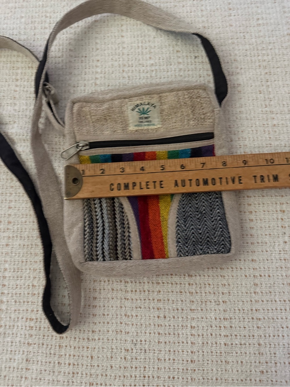 Himalayan Hemp Natural Rainbow Stripe Crossbody Bag - Picture 3 of 7